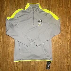 Under Armour Temple Owls Quarter Zip Mens Large Gray Neon Pullover Athletic NWT